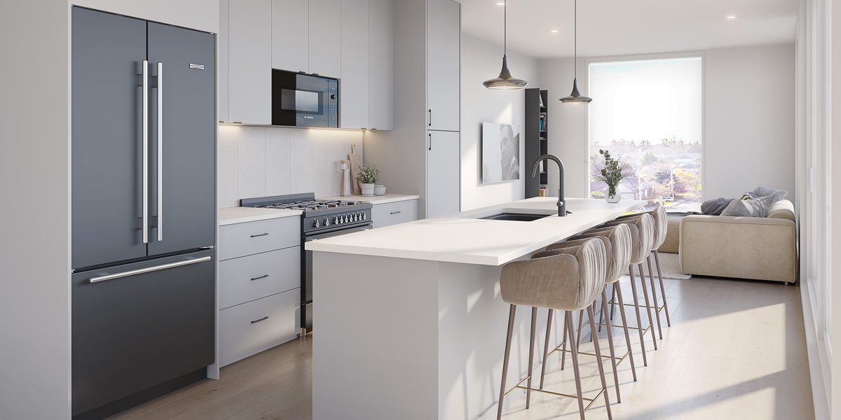 The Proxima in Esquimalt BC offers balconies in most units, high quality countertops, appliances and fixtures, and offers open concept design